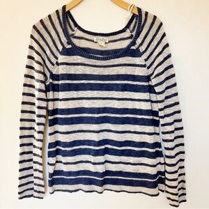 Lucky Brand Cream & Navy Striped Knit Sweater